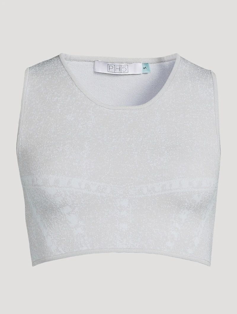 Lillian Crop Top Denim Print
