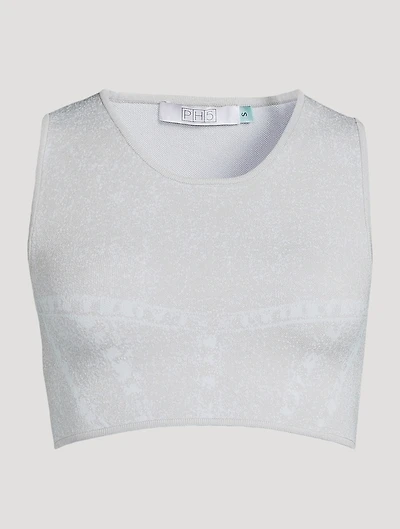 Lillian Crop Top Denim Print