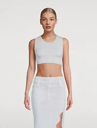 Lillian Crop Top Denim Print