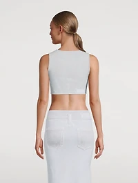 Lillian Crop Top Denim Print