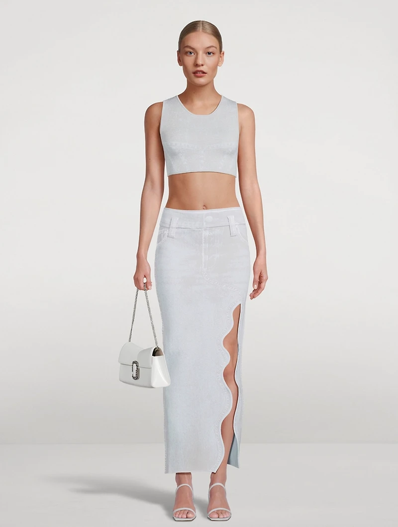 Lillian Crop Top Denim Print