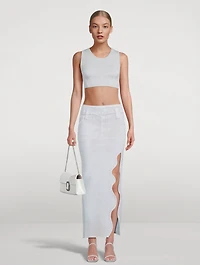 Lillian Crop Top Denim Print