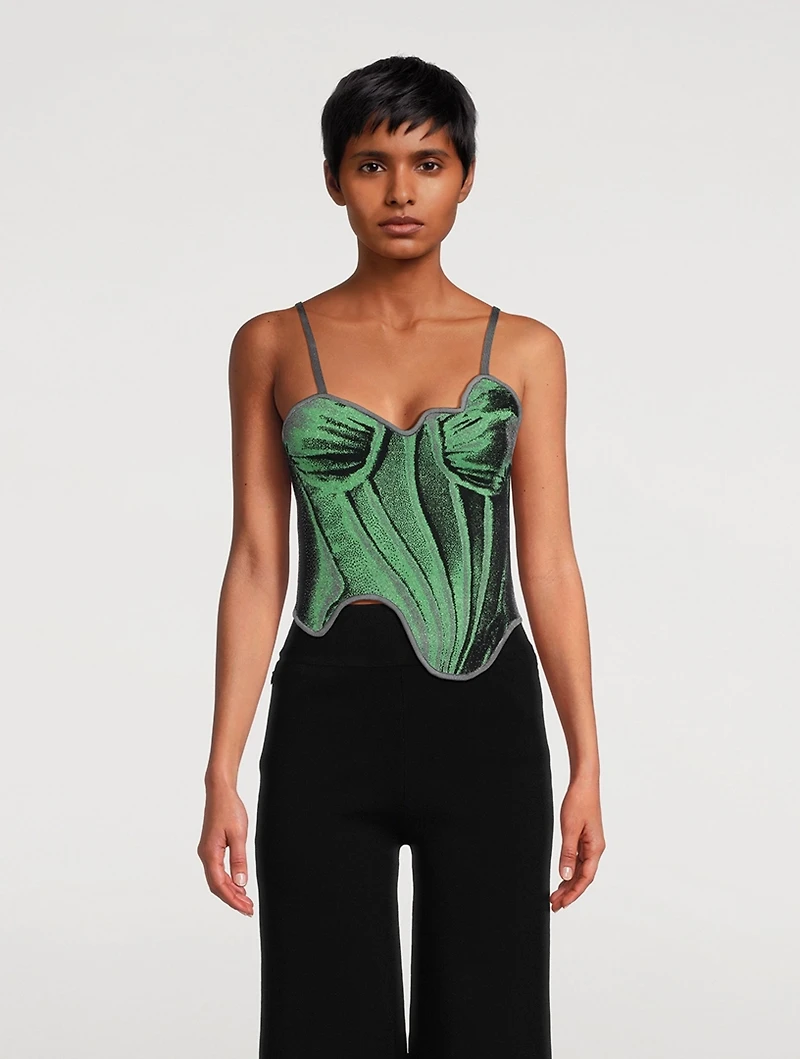 Camellia Tank Top Denim Print