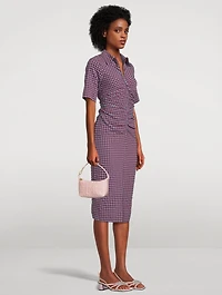 Ruched Seersucker Dress Gingham Print