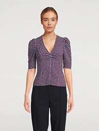 Seersucker Blouse Gingham Print