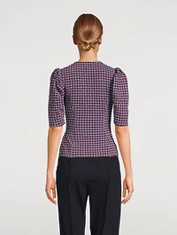Seersucker Blouse Gingham Print