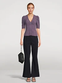 Seersucker Blouse Gingham Print