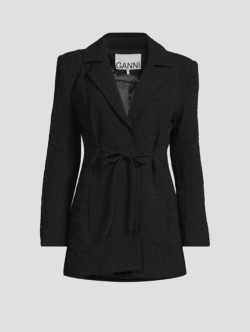 Textured Drawstring Blazer