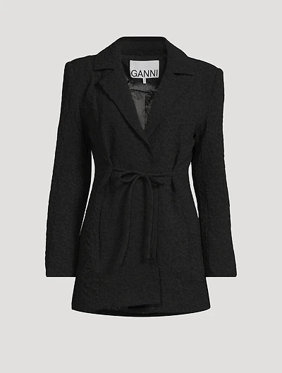 Textured Drawstring Blazer