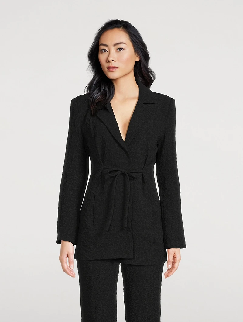Textured Drawstring Blazer