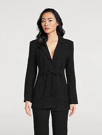 Textured Drawstring Blazer
