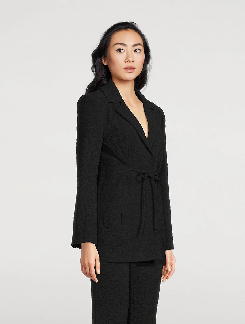 Textured Drawstring Blazer