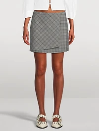 Wrap Mini Skirt Check Mix Print