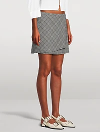 Wrap Mini Skirt Check Mix Print