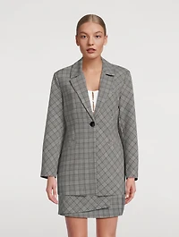 Single-Breasted Blazer Check Mix Print