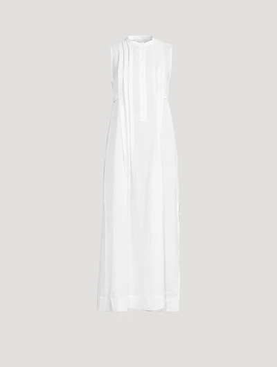 Lucca Organic Linen Pleat Front Long Dress