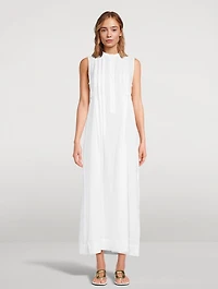 Lucca Organic Linen Pleat Front Long Dress