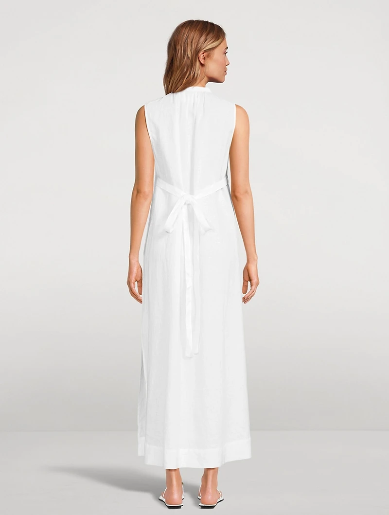 Lucca Organic Linen Pleat Front Long Dress