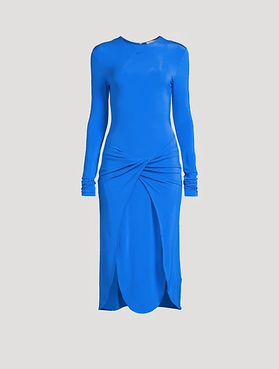 Crepe Twist Midi Dress