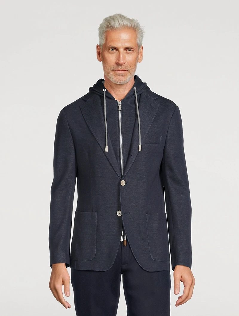 Cotton And Cashmere Jacket With Hood