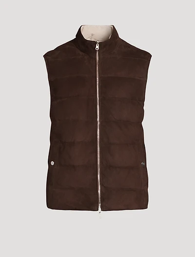 Suede Reversible Down Vest