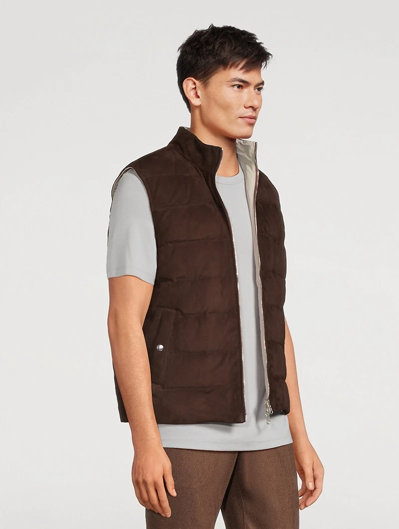 Suede Reversible Down Vest