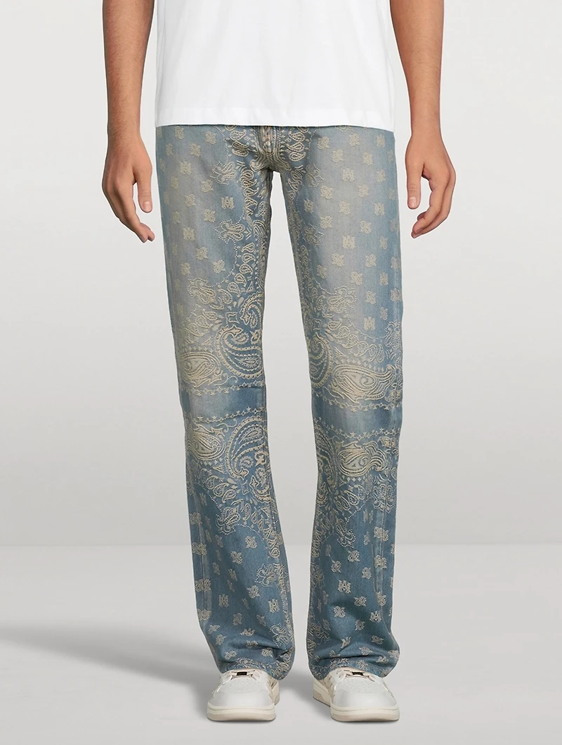 Bandana Jacquard Straight-Leg Jeans