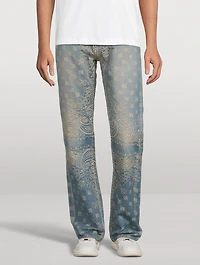 Bandana Jacquard Straight-Leg Jeans