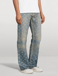 Bandana Jacquard Straight-Leg Jeans