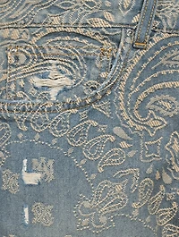 Bandana Jacquard Straight-Leg Jeans