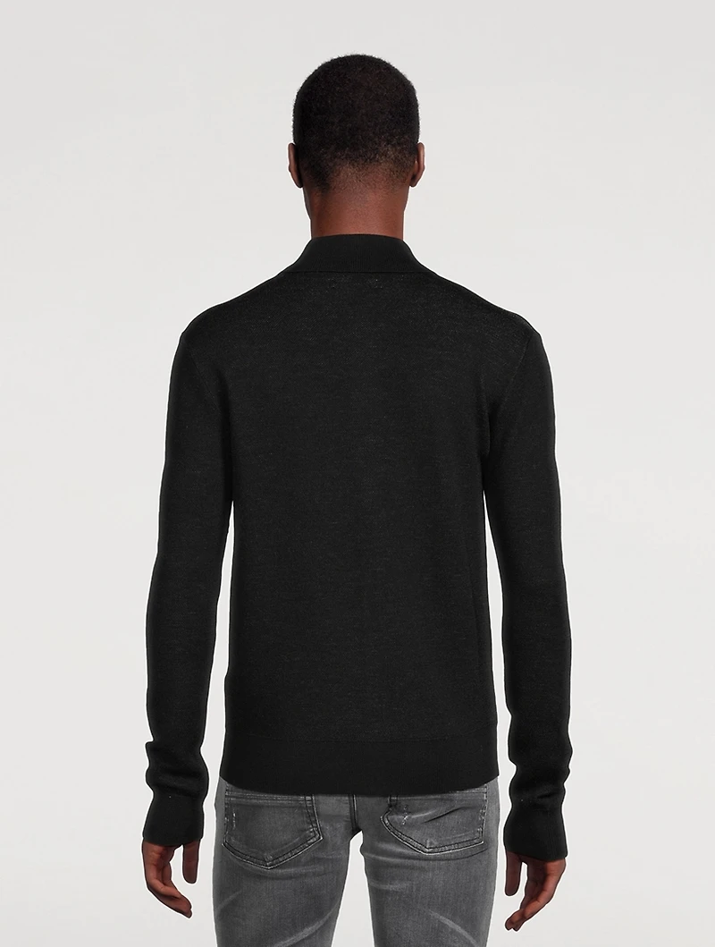Wool Long-Sleeve Polo Shirt