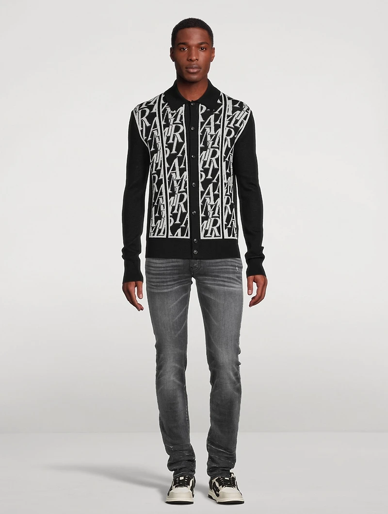 Wool Long-Sleeve Polo Shirt
