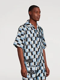 Silk Bowling Shirt Snake Checker Print