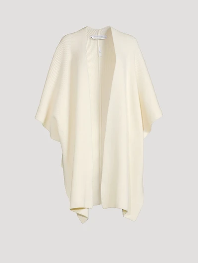 Wool-Blend Ribbed Knit Poncho