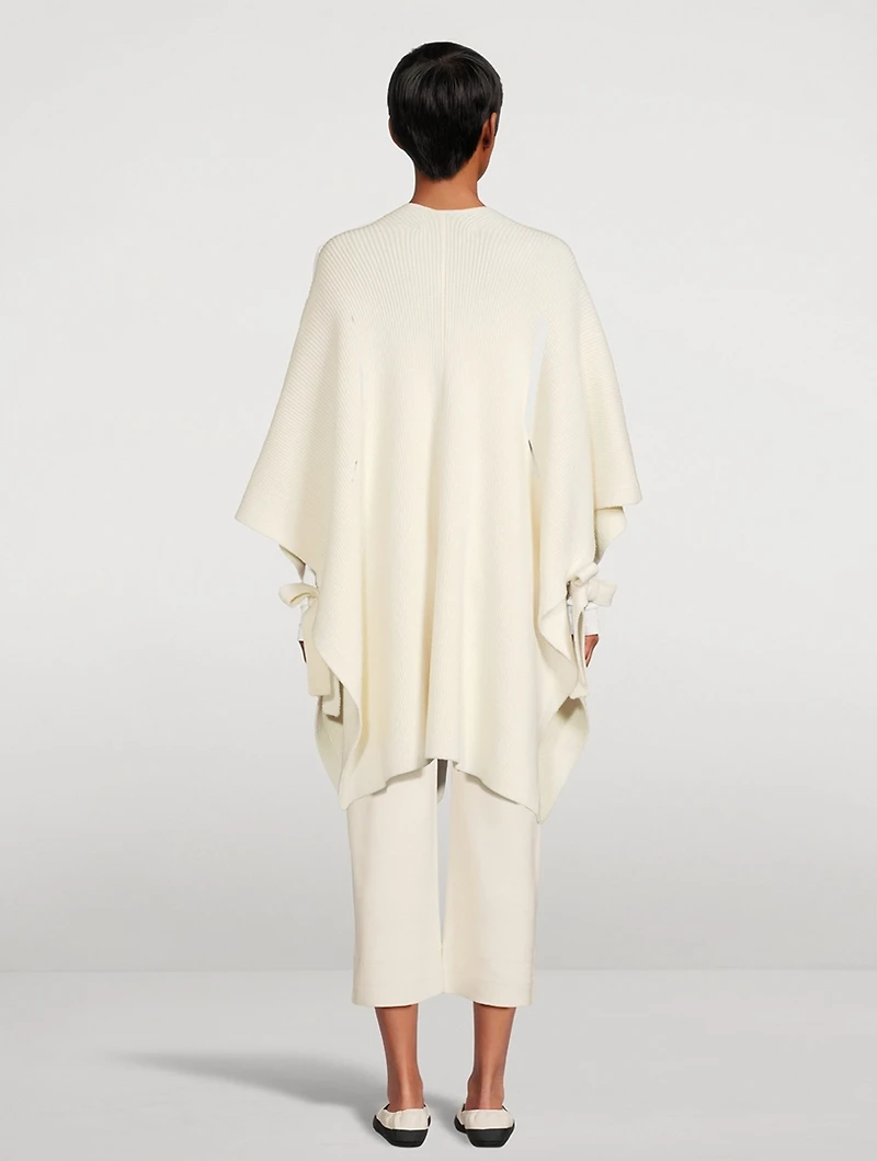 Wool-Blend Ribbed Knit Poncho