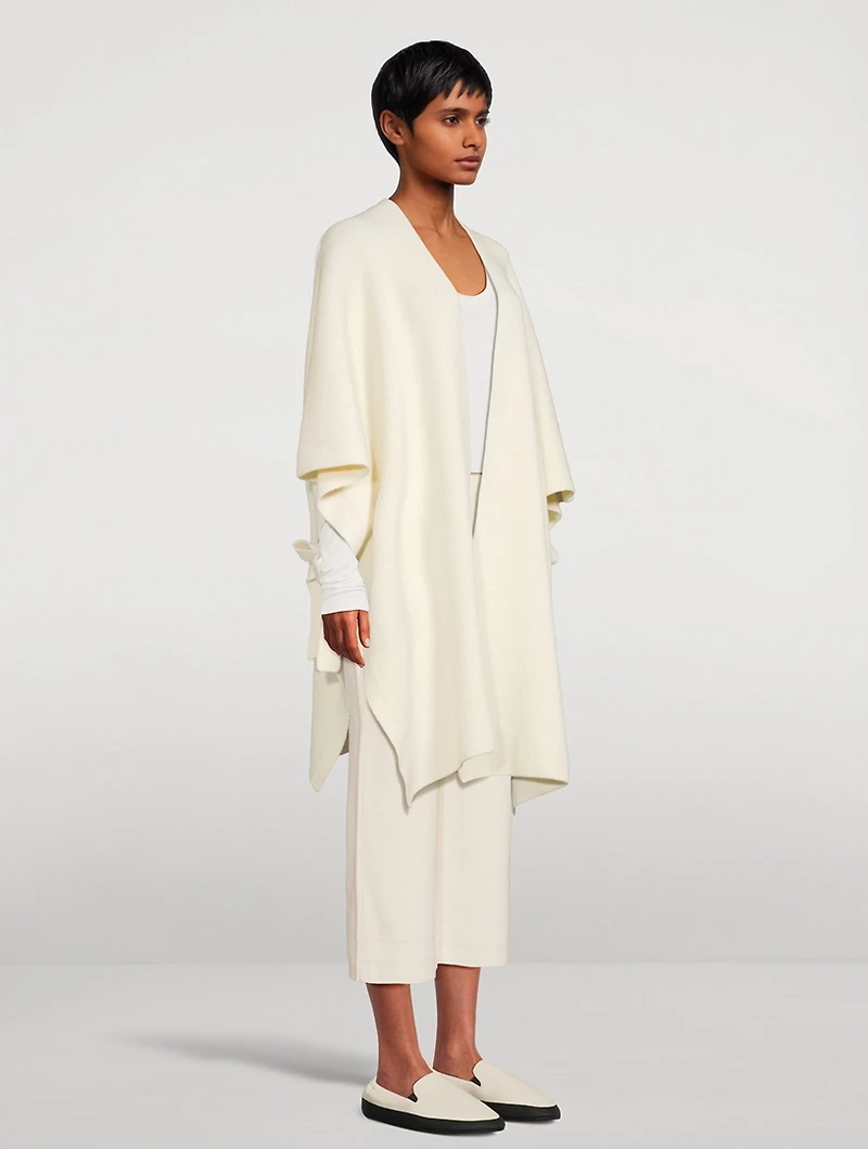 Wool-Blend Ribbed Knit Poncho