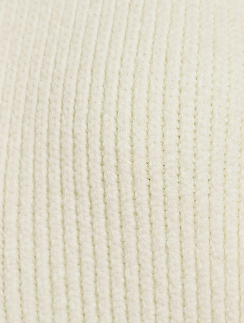 Wool-Blend Ribbed Knit Poncho