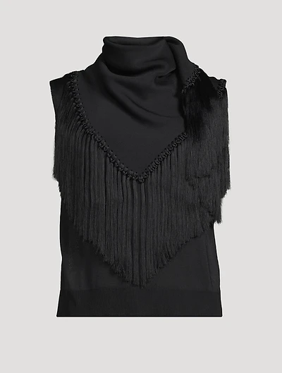 Fringe Scarf Sleeveless Top