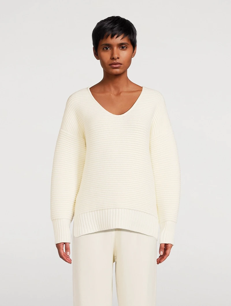 Wool-Blend Ottoman Reversible Sweater