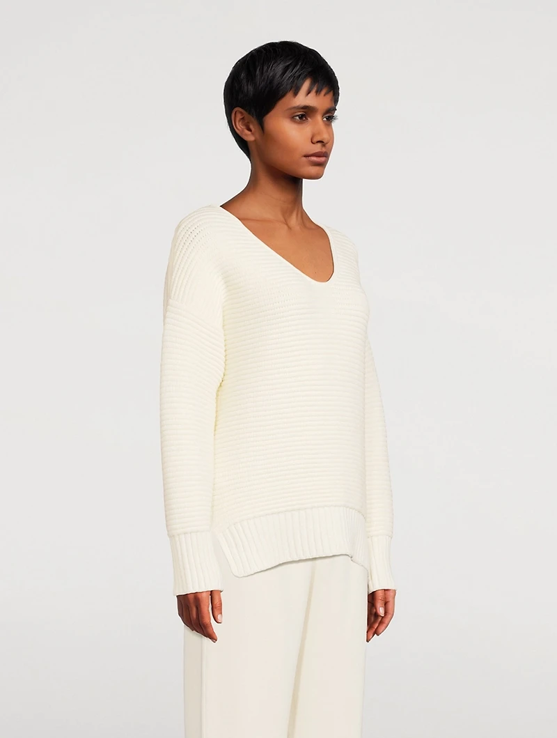 Wool-Blend Ottoman Reversible Sweater