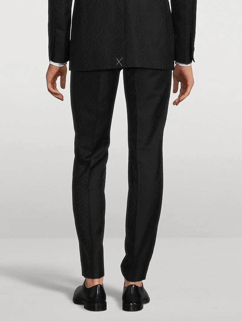 Wool And Cotton Jacquard Pants