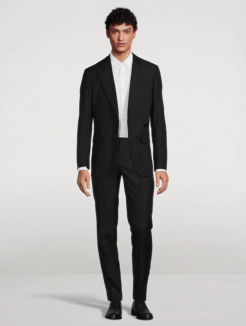 Wool And Cotton Jacquard Pants