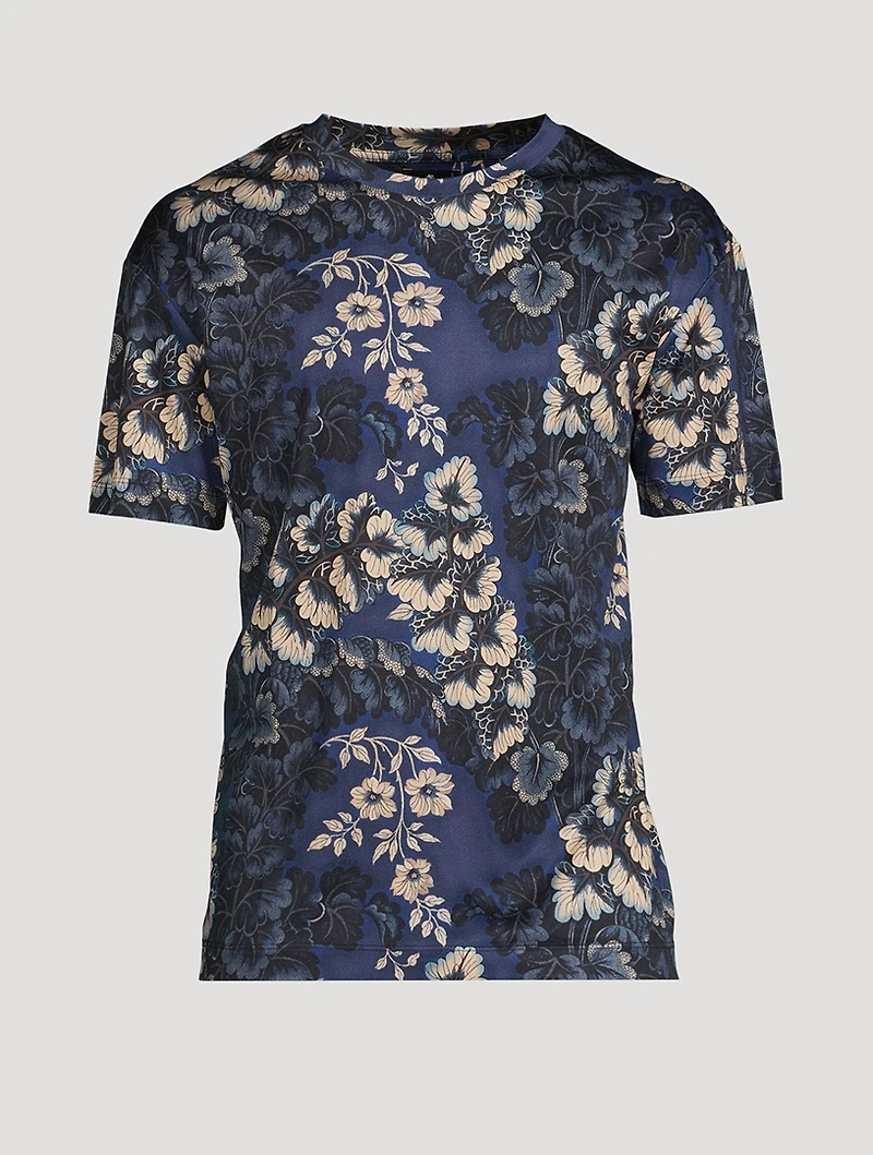 Silk T-Shirt Leaf Print