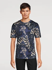 Silk T-Shirt Leaf Print