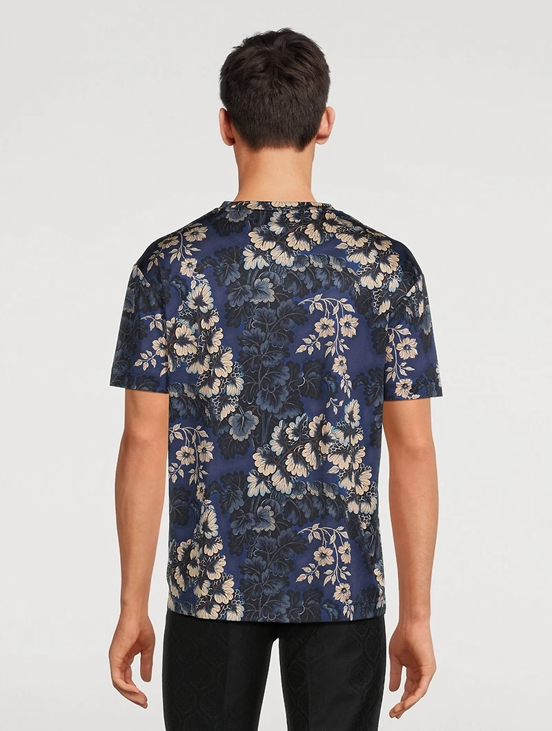 Silk T-Shirt Leaf Print
