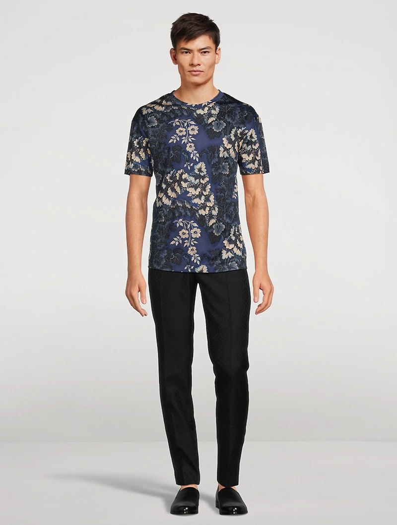 Silk T-Shirt Leaf Print