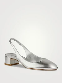 Vivienne Metallic Leather Slingback Pumps