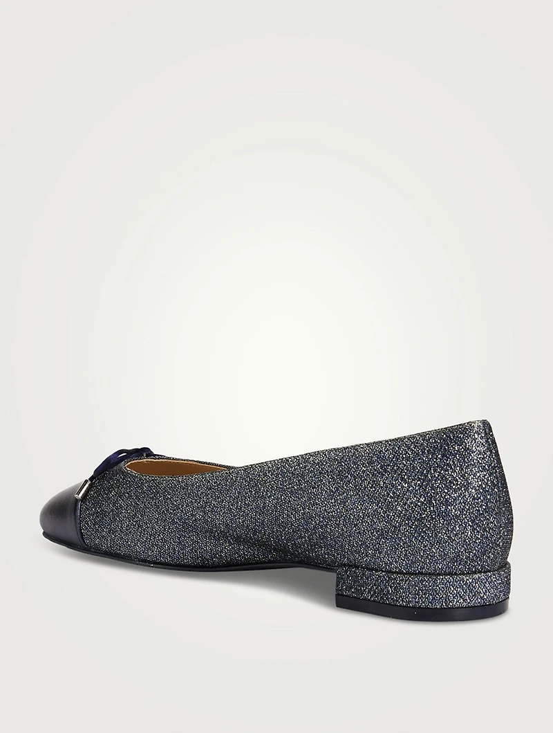 Sleek Bow Denim Ballet Flats