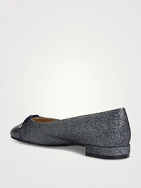 Sleek Bow Denim Ballet Flats
