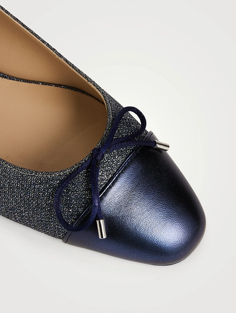 Sleek Bow Denim Ballet Flats